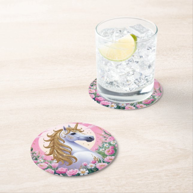 Magical Unicorn Round Paper Coaster (Insitu)