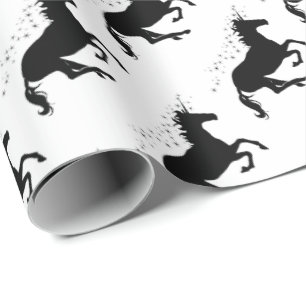 Magical Unicorn Silhouette Elegant Black on White Wrapping Paper