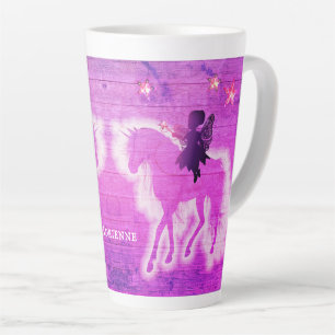 Magical Unicorn Silhouette Pink Personalised Latte Mug