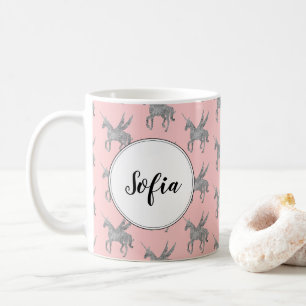 magical unicorn, silver unicorn, trendy coffee mug
