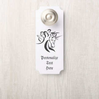 Magical Unicorn Sketch Black & White Room Door Hanger