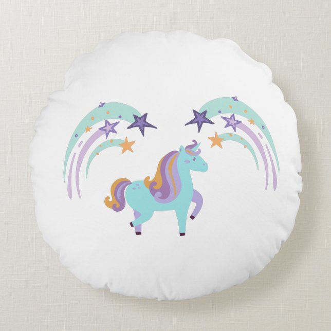 Magical Unicorn Star Print Throw Pillow (Front)