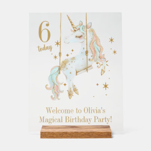 Magical Unicorn & Stars Birthday Welcome  Acrylic Sign