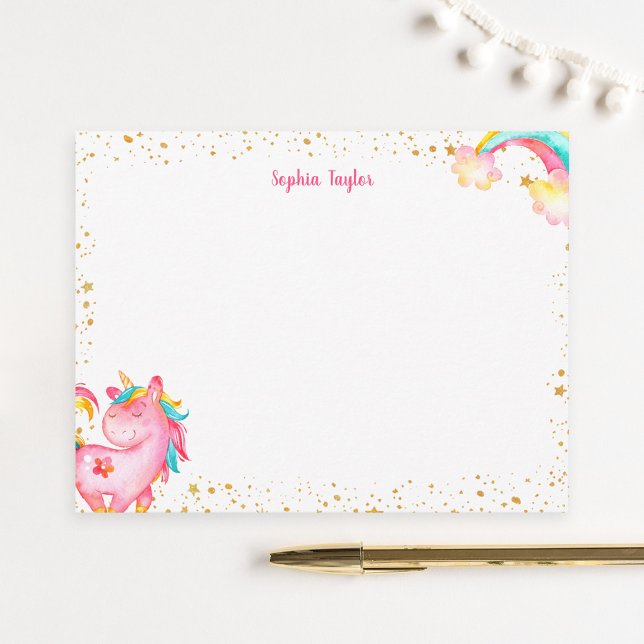 Magical Unicorn Stars Kids Personalised Stationery Card (Creator Uploaded)