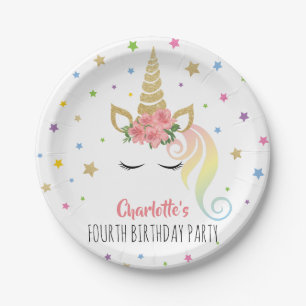 Magical Unicorn & Stars Personalised Birthday Paper Plate