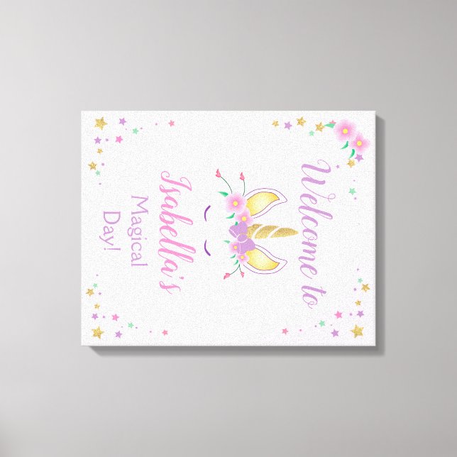 Magical Unicorn Stretched Canvas Welcome Sign (Front)