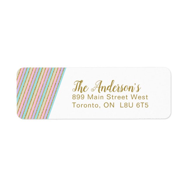 Magical Unicorn Stripes Return Address Labels (Front)