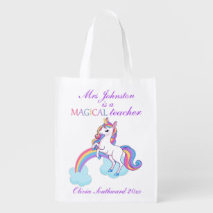 Magical Unicorn Teacher Appreciation Reusable Grocery Bag