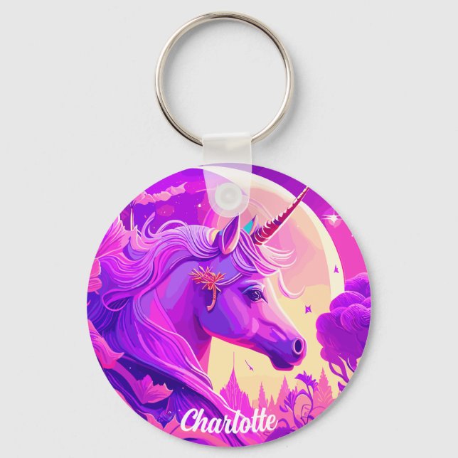 Magical Unicorn under the Moonlight Key Ring (Front)