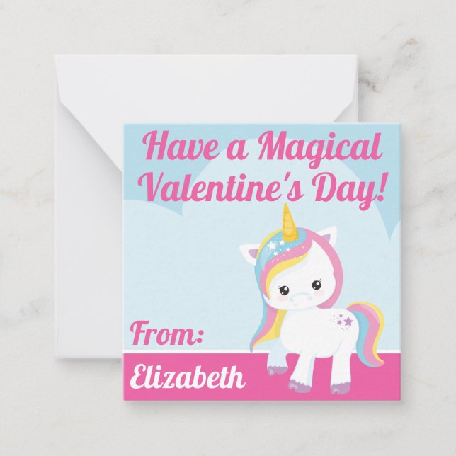 Magical Unicorn Valentine's Classroom Card (Front)