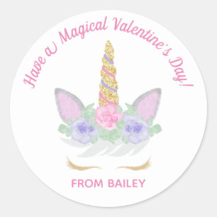 Magical Unicorn Valentine's Day Label or Sticker