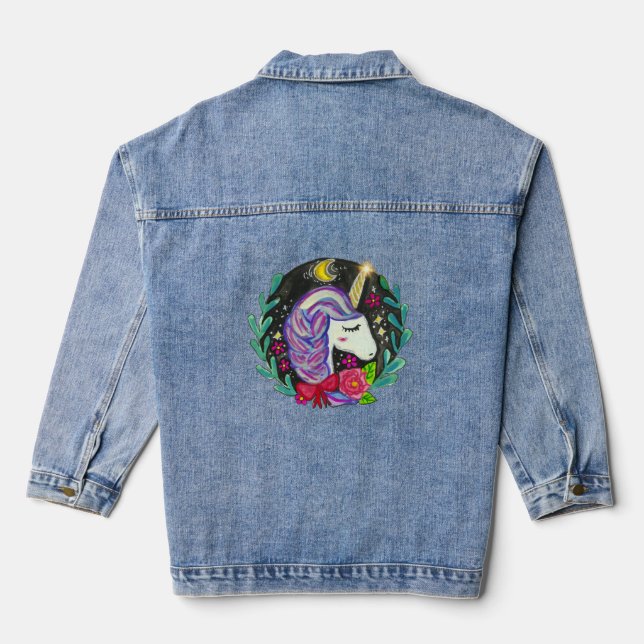 Magical Unicorn Vibes  Denim Jacket (Back)