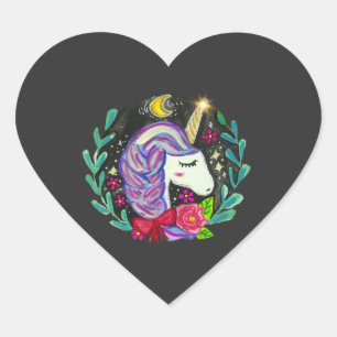 Magical Unicorn Vibes Heart Sticker
