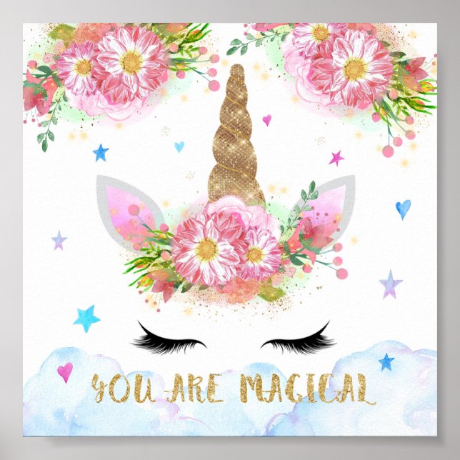 Magical Unicorn Wall Art Decor for Girls (Front)