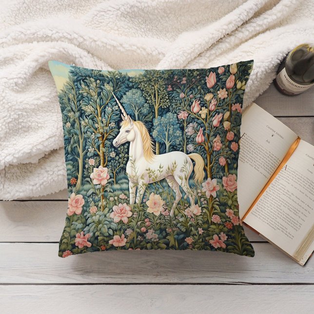 Magical Unicorn William Morris Botanical Forest Cushion (Creator Uploaded)
