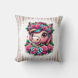 Magical Unicorn with Blossoms Cushion