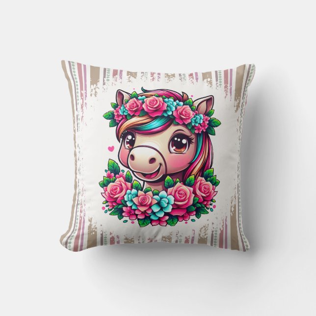 Magical Unicorn with Blossoms Cushion (Front)
