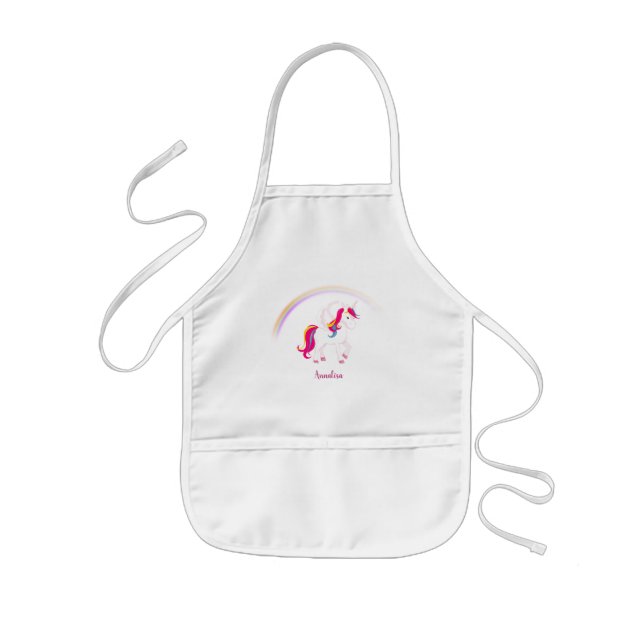 Magical Unicorn with Name Kids Apron (Front)