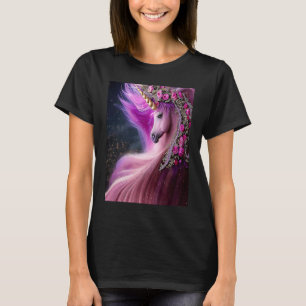 Magical Unicorn with Pink Roses T-Shirt