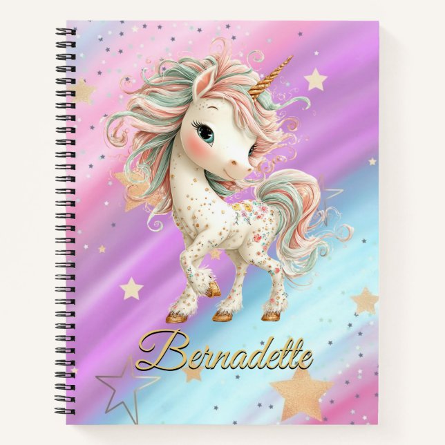 Magical Unicorn with Rainbow Notebook (Front)