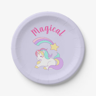 Magical Unicorn with Rainbow Shooting Star Paper Plate