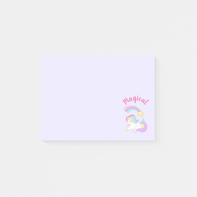 Magical Unicorn with Rainbow Shooting Star Post-it Notes (Front)