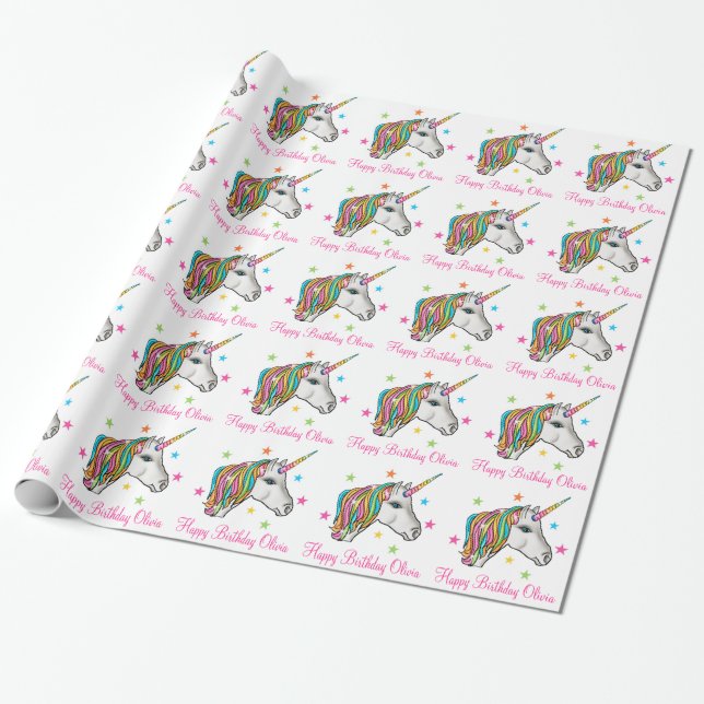 Magical Unicorn Wrapping Paper (Unrolled)