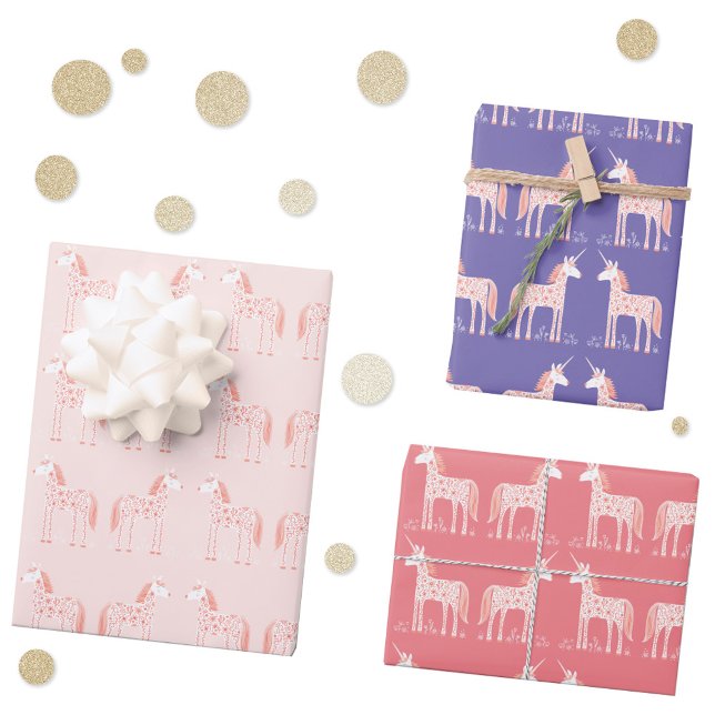Magical Unicorn Wrapping Paper Sheet (Magical Unicorn pattern gift wrapping paper sheets)