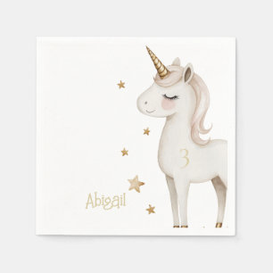 Magical Unicorn Yellow Birthday Party Cocktail Napkin