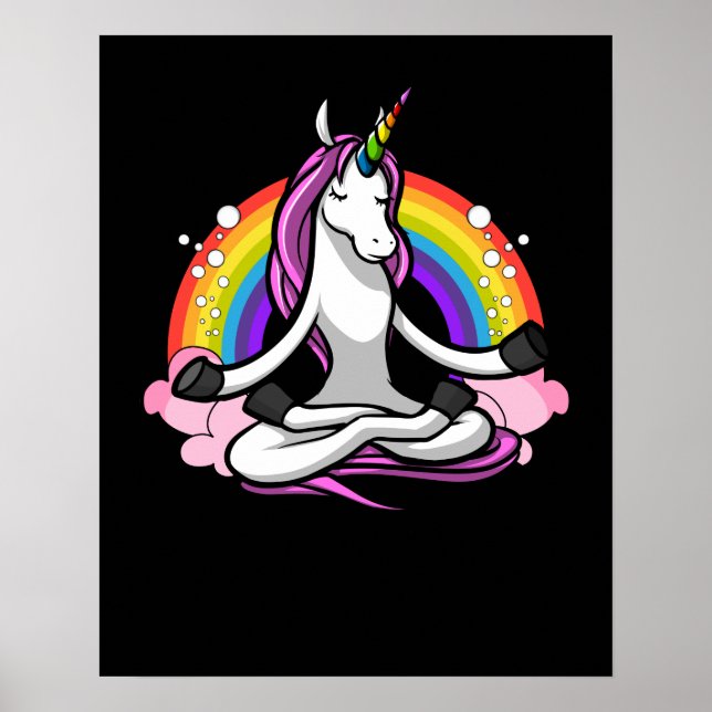 Magical Unicorn Yoga Zen Meditation Rainbow Poster (Front)