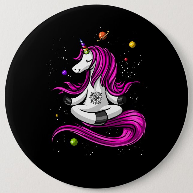 Magical Unicorn Yoga Zen Space Meditation 6 Cm Round Badge (Front)