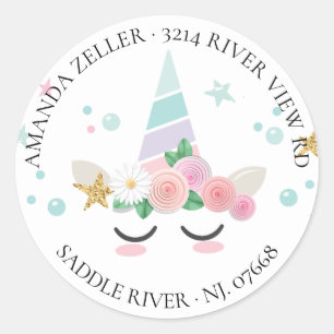 Magical Unicornl Baby Shower Return Address Label