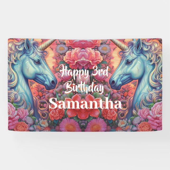 Magical Unicorns Birthday  Banner (Horizontal)