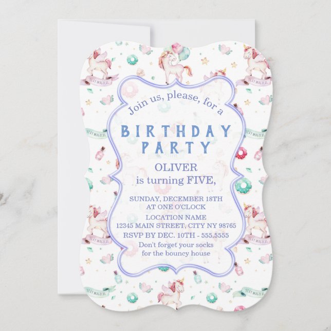 Magical Unicorns Birthday Party Boy Any Age Invitation (Front)