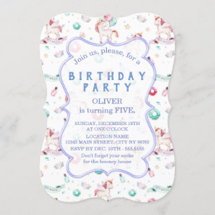 Magical Unicorns Birthday Party Boy Any Age Invitation