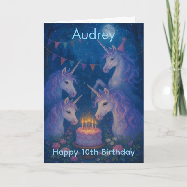 Magical Unicorns Mystical Customizable Birthday Card (Front)