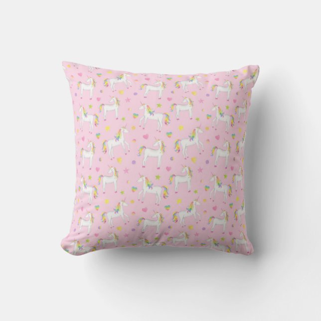 Magical Unicorns on Pink Cushion (Front)