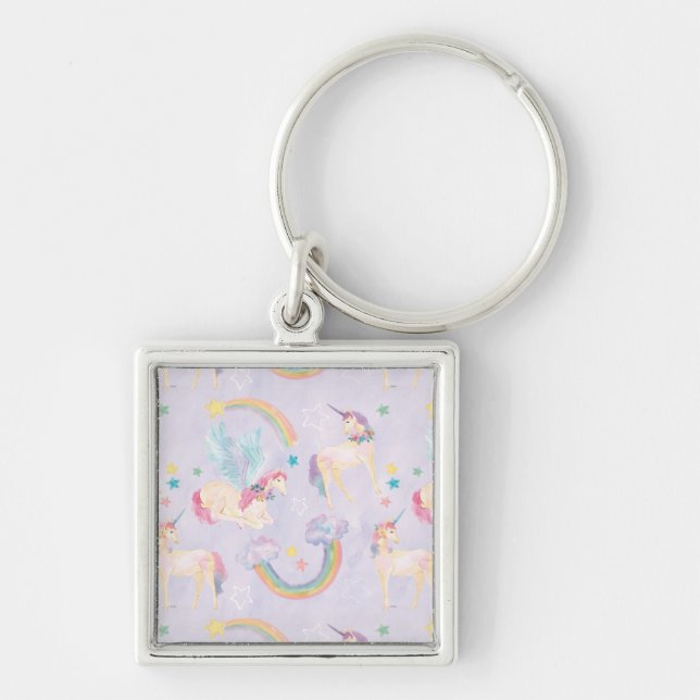 Magical Unicorns Pattern Key Ring (Front)