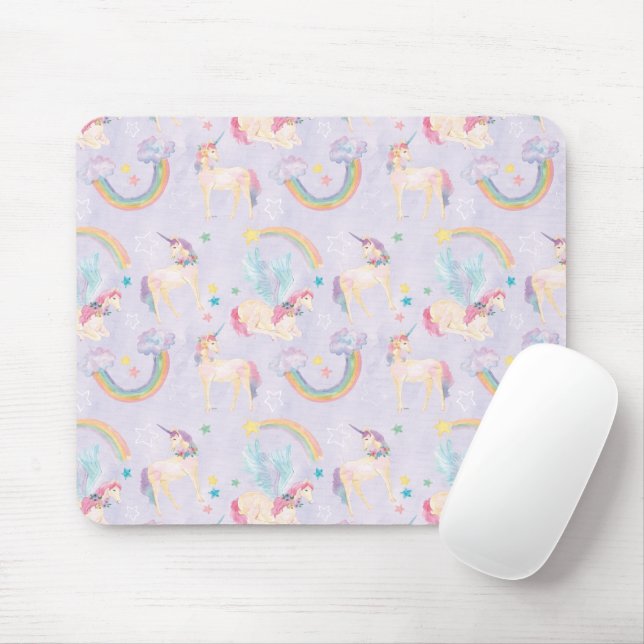 Magical Unicorns Pattern Mouse Mat (With Mouse)