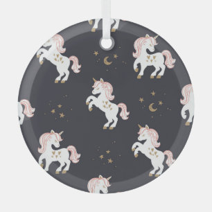 Magical Unicorns: Pink Mane Vintage. Glass Tree Decoration