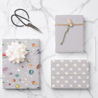 Magical Universe Grey  Wrapping Paper Sheet