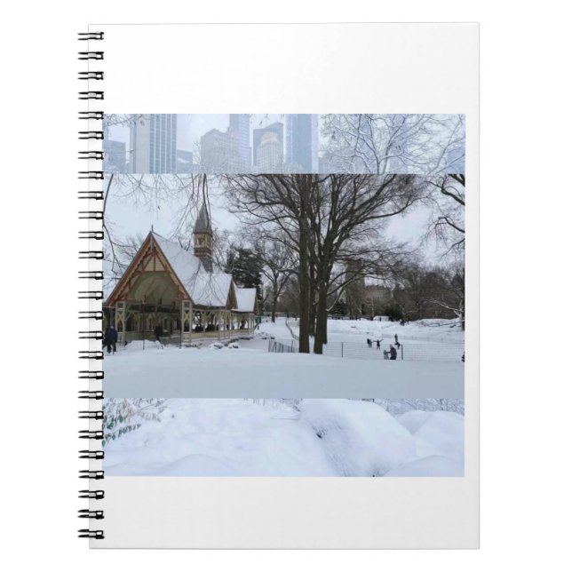 Magical Urban Snow Scene – Winter in the City Notebook (Front)