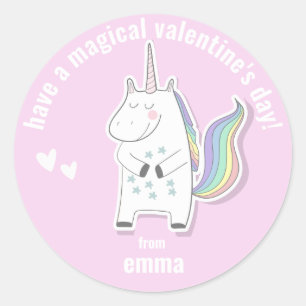 Magical Valentine's Day - Cute Kids Unicorn Classic Round Sticker