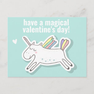Magical Valentine's Day - Cute Kids Unicorn  Postc Postcard