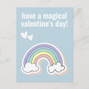 Magical Valentine's Day, Cute Kids Unicorn Rainbow Postcard