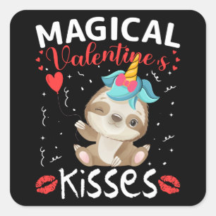 Magical Valentine's Kisses Square Sticker