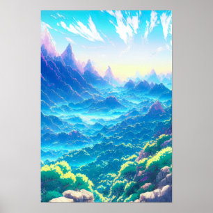 Magical Valley, Blue Misty Wonderland Poster