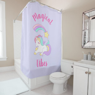 Magical Vibes Sleeping Unicorn & Shooting Star Shower Curtain