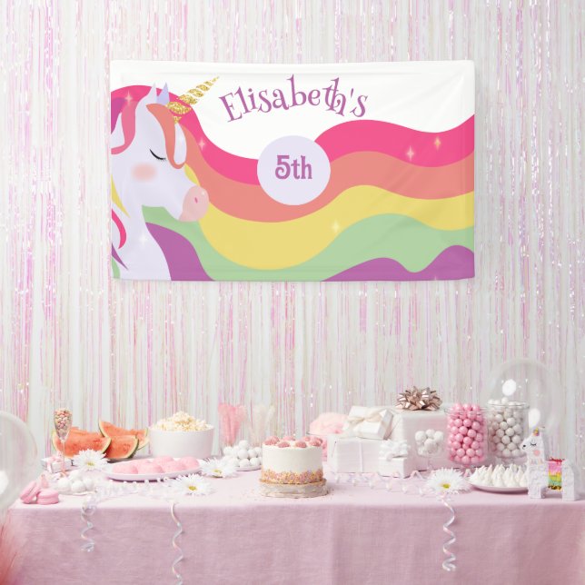 Magical Vibrant Rainbow Unicorn Birthday Banner (Party)