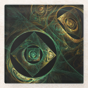 Magical Vibrations Abstract Art Glass Coaster